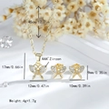 14K gold plated butterfly jewelry set with sparkling zircon necklace and stud earrings - Gold