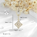 Collier avec pendentif losange en zircon plaqué or 14K pour femme avec chaîne à maillons fins - Or