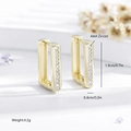 Elegant 14K gold plated rectangular hoop earrings featuring AAA zircon stone setting - Gold (EH546)