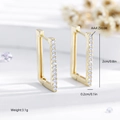 Elegant 14K gold plated rectangular hoop earrings with AAA cubic zirconia inlays - Gold (EH547)
