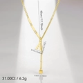 Detailed specs of gold initial A necklace with 45cm chain and tassel pendant detail - Letter A