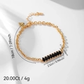 Gold-plated copper bracelet with black marquise-cut gems and cubic zirconia - Gold Chain Black