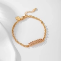 Gold plated bracelet with marquise-cut champagne crystals and heart-shaped pendant - Gold Chain Champagne