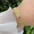 Elegantes 18K vergoldetes Armband mit bunten Zirkoniasteinen am Handgelenk - Rechteckiges Glied Runder Zirkonia / Gold