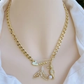 Detail der 18K vergoldeten Halskette mit Seepferdchen- und Fischschwanz-Anhänger - Fischschwanz Seepferdchen Stil (5932073692068) / 18K-Gold / Gold