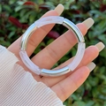 Detail of silver metal and white marble resin elastic tube bracelet on hand - White Marble Silver Style (9)