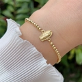 Elegantes 18K vergoldetes Perlenarmband mit Jungfrau Maria Medaille am Handgelenk - Jungfrau Maria Relief Stil 4(4)