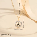 Gold plated initial A necklace with cubic zirconia circle and 45cm chain for women - Letter A