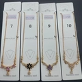 Golden stainless steel necklace collection with colorful zircon flower pendants - Pink Square Gem Style (7)