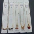 Set of five gold stainless steel necklaces featuring zircon butterfly and tassel pendants - Purple Color Block Bow Style (11)