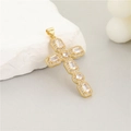 Elegant gold cross pendant necklace with clear zircon stones for women daily wear - Cross Pave Rhinestone Style (21)