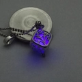 Square hollow tree of life necklace with purple glowing bead and silver bead chain - Luminous Purple