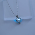 Luminous heart locket necklace with blue glow bead and BEST Mom engraving - Heart Best Mom-Sky Blue Glow