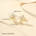 Pendientes de cruz dorados con circonita AAA+, joyas elegantes de 1,6x1,3cm para mujer - Pendientes de Cruz / Dorado Circonita Blanca