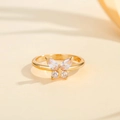 Elegant gold butterfly open ring with sparkling cubic zirconia stones for women - US 7 / Gold Pink Zirconia