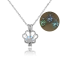 Luminous shell cage necklace with glowing bead inside, silver chain for women - Shell Shape (NY229-NY231) / Sky Blue