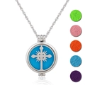 Silberne Kreuz-Medaillon-Kette mit fünf bunten Ersatz-Pads für ätherische Öle - Kreuzdesign (NX061)