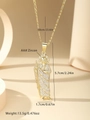 Detail of St. Jude pendant with AAA+ cubic zirconia and 60cm Figaro chain specs - Gold-Tone White Zirconia Style (XL078)