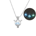 Leuchtende Schildkröten-Käfighalskette mit Flügeln und strahlender Perle in Silber - Geflügelte Käfigform (NY015-NY017)