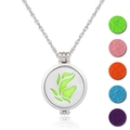 Aroma-Medaillon-Halskette aus Edelstahl mit fünf bunten Filzpads zum Wechseln - Blatt-Design (NX072)