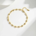 Elegant gold plated star link anklet with adjustable lobster clasp on white background - 14K Gold