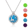 Edelstahl Aromatherapie Medaillon Kette mit Rentier Motiv und bunten Filz-Pads im Set - Hirschmuster (NX051)