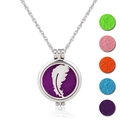 Aroma-Medaillon-Halskette aus Edelstahl mit Federdesign und lila Filzpad - Feder-Design (NX074)