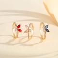Elegant butterfly adjustable ring with red, blue, and champagne gold zircon stones - US 7 / Gold Champagne Stone