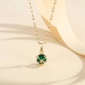 Collier élégant plaqué or avec pendentif boule serti d'une pierre verte et chaîne texturée - Or Vert (PXL237)