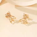 Elegant gold butterfly earrings with champagne zircon stones and white crystal accents - Champagne (EH1237)
