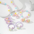 Kinder Schmuckset mit süßem Hasenanhänger Halskette, Perlenarmband und bunten Haarspangen - Cartoon Hase Perlen Schmuckset (TZ086)