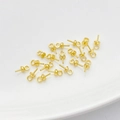 20pcs bulk 14K gold plated cup peg bail connectors with ring for DIY jewelry making - 3mm / 14K Light Gold