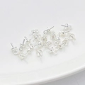 Polished silver pearl cup and peg bails for DIY jewelry making in bright silver finish - 4mm / Sterling Silver Color