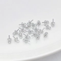 Bright silver 14K gold filled pearl pendant cups with eye pins for DIY jewelry making - 4mm / White Gold