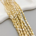 Creamy spindle-shaped mother of pearl shell beads for DIY jewelry making - Rice Bead Style / Natural