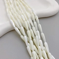 Elegant white drop-shaped mother of pearl shell beads with iridescent luster for DIY jewelry - Large Teardrop Style / White