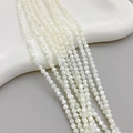 Strand of natural mother of pearl round beads with iridescent luster for DIY jewelry - 4mm Round Bead / White