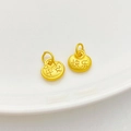 Golden longevity lock charms with Pingan and Kuaile engravings for DIY jewelry making - Peace and Happiness Lock Style (888) / 10.5*10.5mm