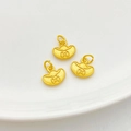 Three gold yuanbao charms with frosted finish and jump rings for DIY jewelry making - Copper Coin Ingot Style (888)