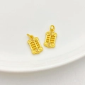 Golden abacus charm with Fu character engraving for DIY jewelry making sets - Fortune Abacus Style (888)