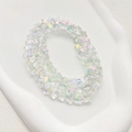 Chique ster-vormige iriserende glazen kralenarmband met drie lagen wikkelontwerp - 1 Stuk/Verpakking (8mm) / Wit