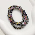 Gelaagde armband met stervormige kralen in iriserend paars en metallic grijs tinten - 1 Stuk/Verpakking (8mm) / Zwart