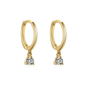 Detail van 18K vergulde huggie-oorbellen met sprankelende ronde zirkonia bedels - Enkele Strass Hanger (JQH0273-GG) / 24K / Goud