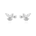 Détail de boucle d'oreille papillon en argent s925 avec zircons marquises - Style Papillon Argent Blanc