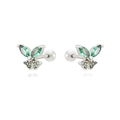 Détail macro du poinçon S925 sur les boucles d'oreilles papillon en zircon vert - Style Papillon Argent Vert