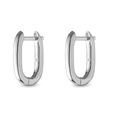Orecchini a cerchio a U in argento lucido con finitura metallica e chiusura a scatto - 14mm / Argento (JQH0415-SS)