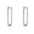Macro view of polished silver U-shape hoop earrings with smooth metallic mirror finish - Silver (JQH0417-SS)