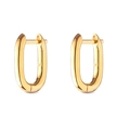 Eleganti orecchini a cerchio a U placcati in oro 24K con finitura lucida per le donne - 14mm / Oro (JQH0415-GG)