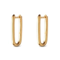 Orecchini a cerchio minimalisti a forma di U placcati in oro 24K finitura lucida - 20mm / Oro (JQH0416-GG)