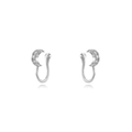 Détail de clips d'oreilles en U argentés avec croissant de lune orné de zircons brillants - Style Lune en Strass (JQH0179-SS)